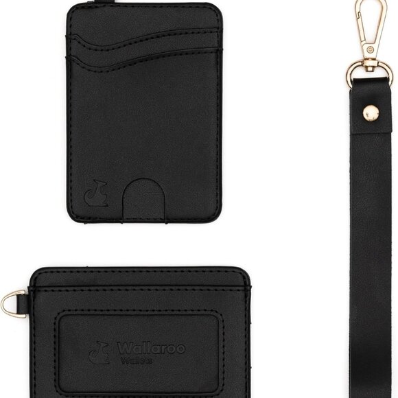 Leather Wristlet Wallet Slim Card Holder for Credit ID Cash Minimalist - Picture 1 of 7
